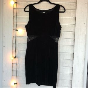 90’s Vintage Black Velvet Tank Dress w/Mesh Sides